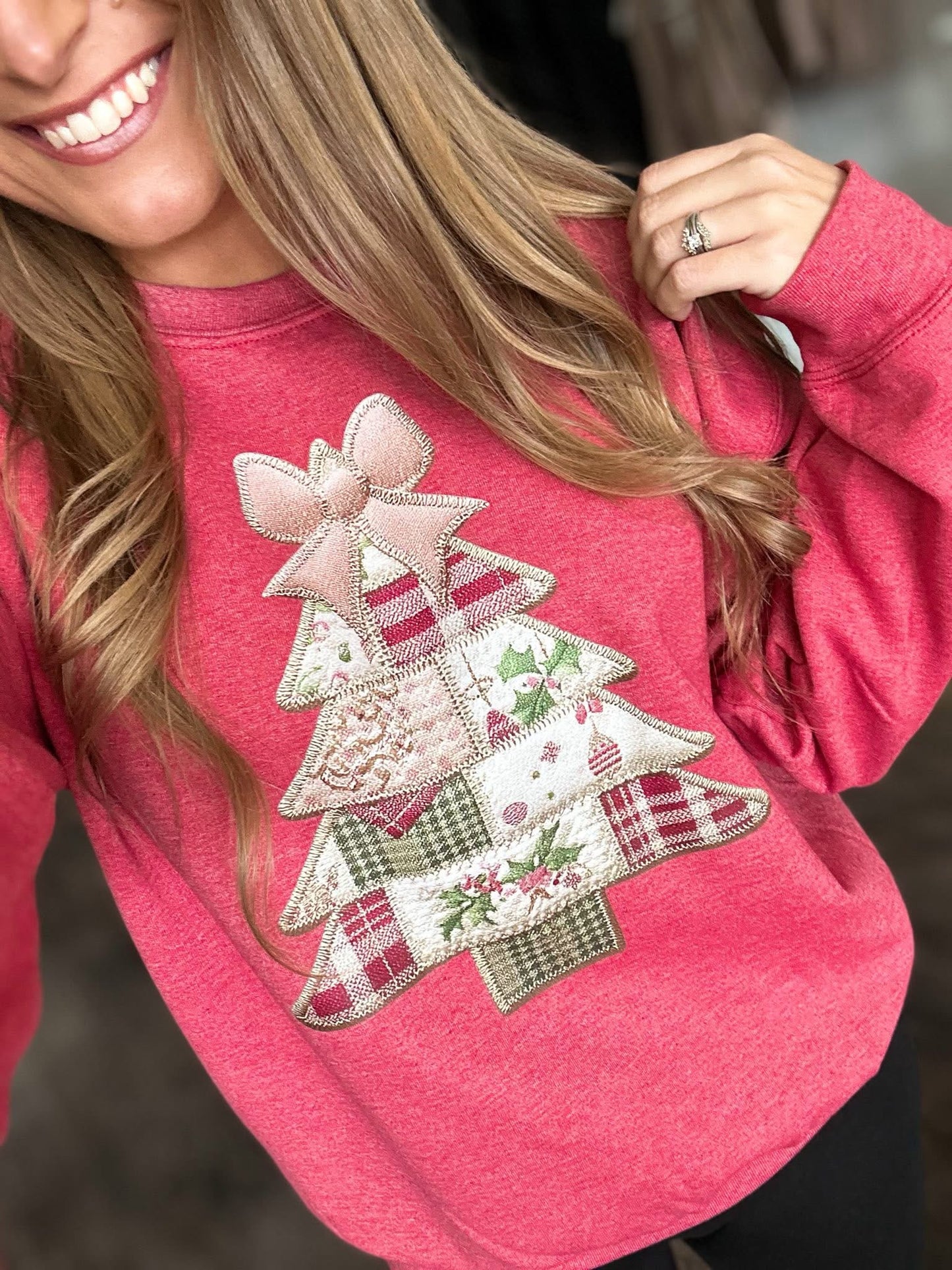 PREORDER Faux Quilted Tree Crewneck