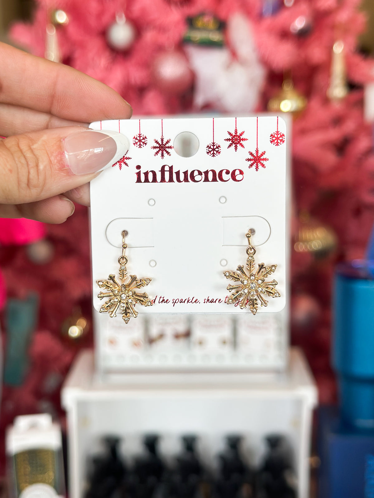 Gold Snowflake Dangle Earrings