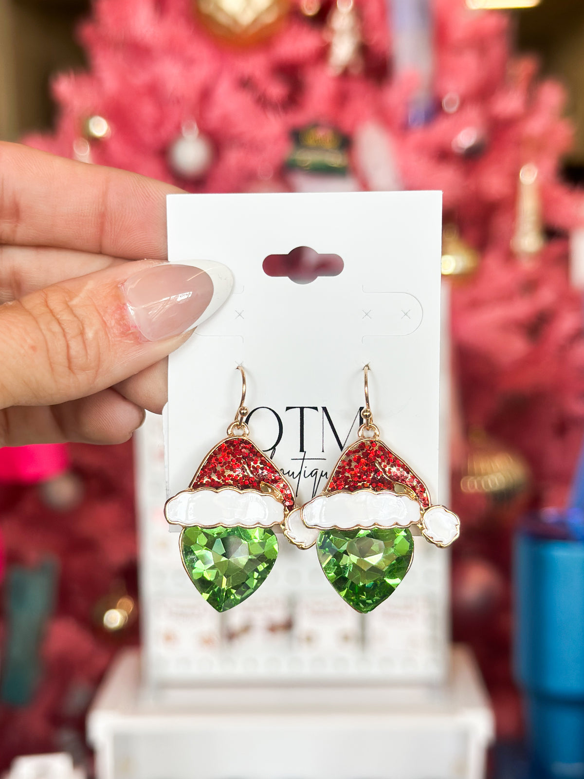 Green Gem Dangle Earrings