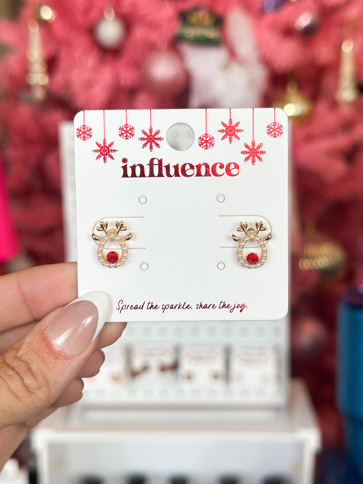 Rhinestone Rudolph Earrings