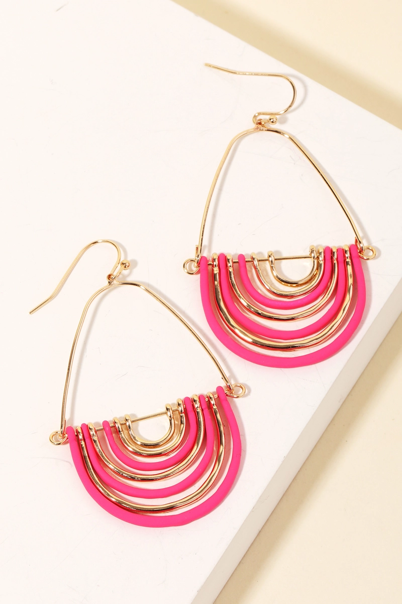 Layered Semicircle Drop Earrings