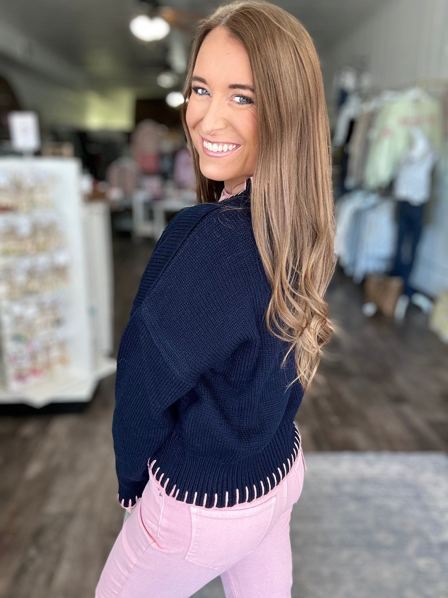 Gingham Ribbon Sweater (Simply Southern)