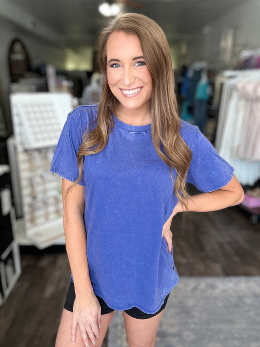 Don’t Stress Oversized Washed Tee (Blueberry)
