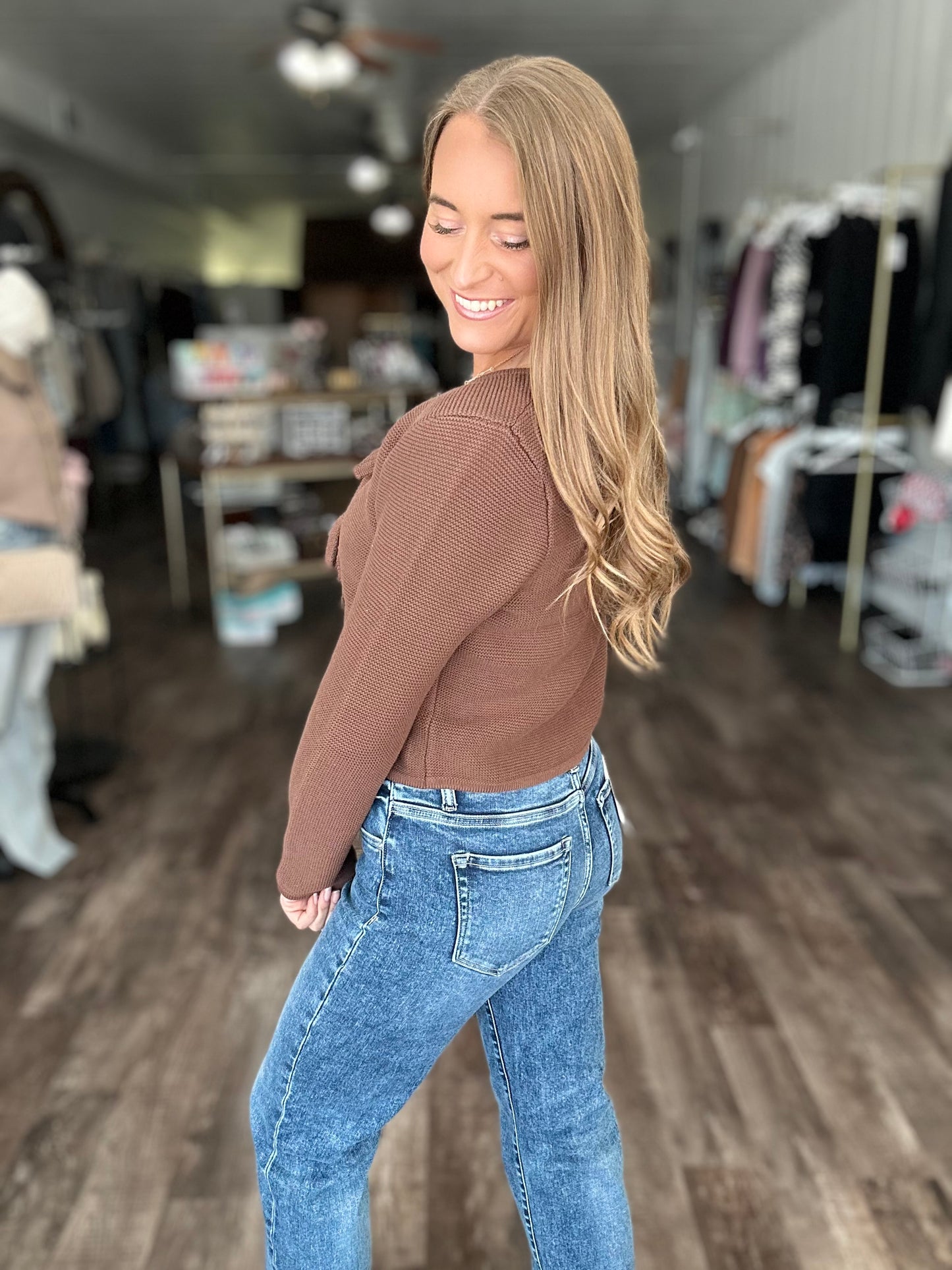 RESTOCK Cool Breeze Tie Front Sweater - Brown