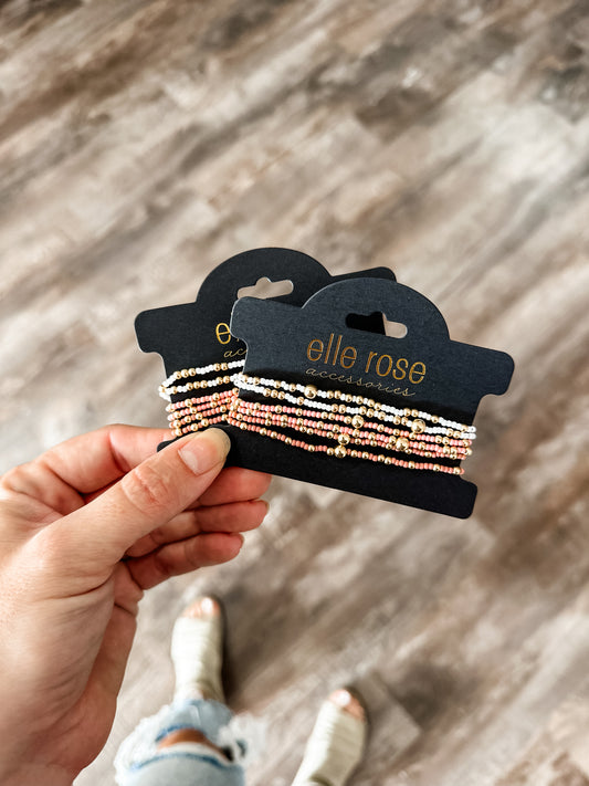 Stacked Beaded Bracelet - Rose Gold