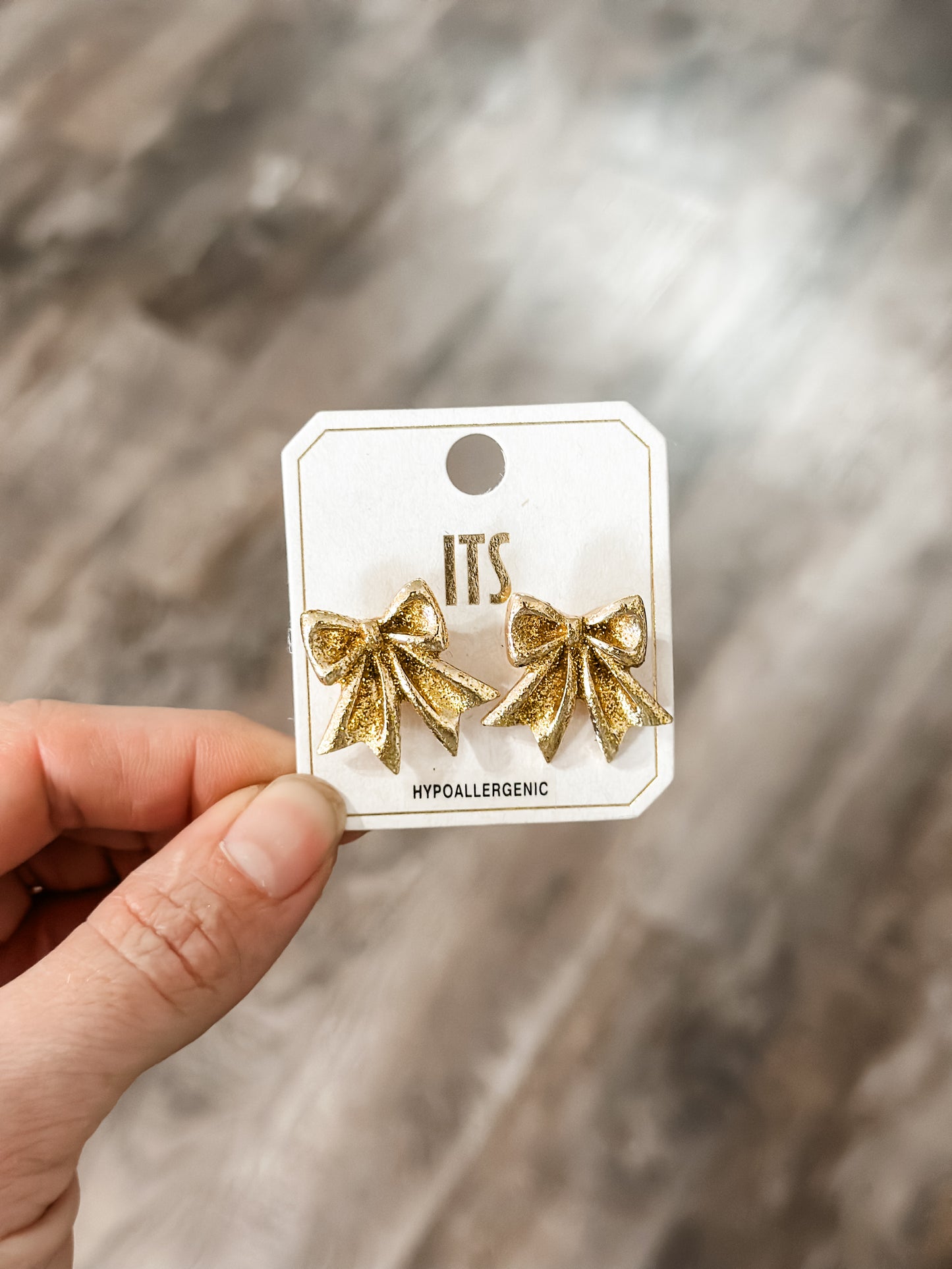 Gold Bow Stud Earrings