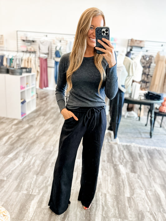 Too Cozy Fleece Sweatpants (Black)