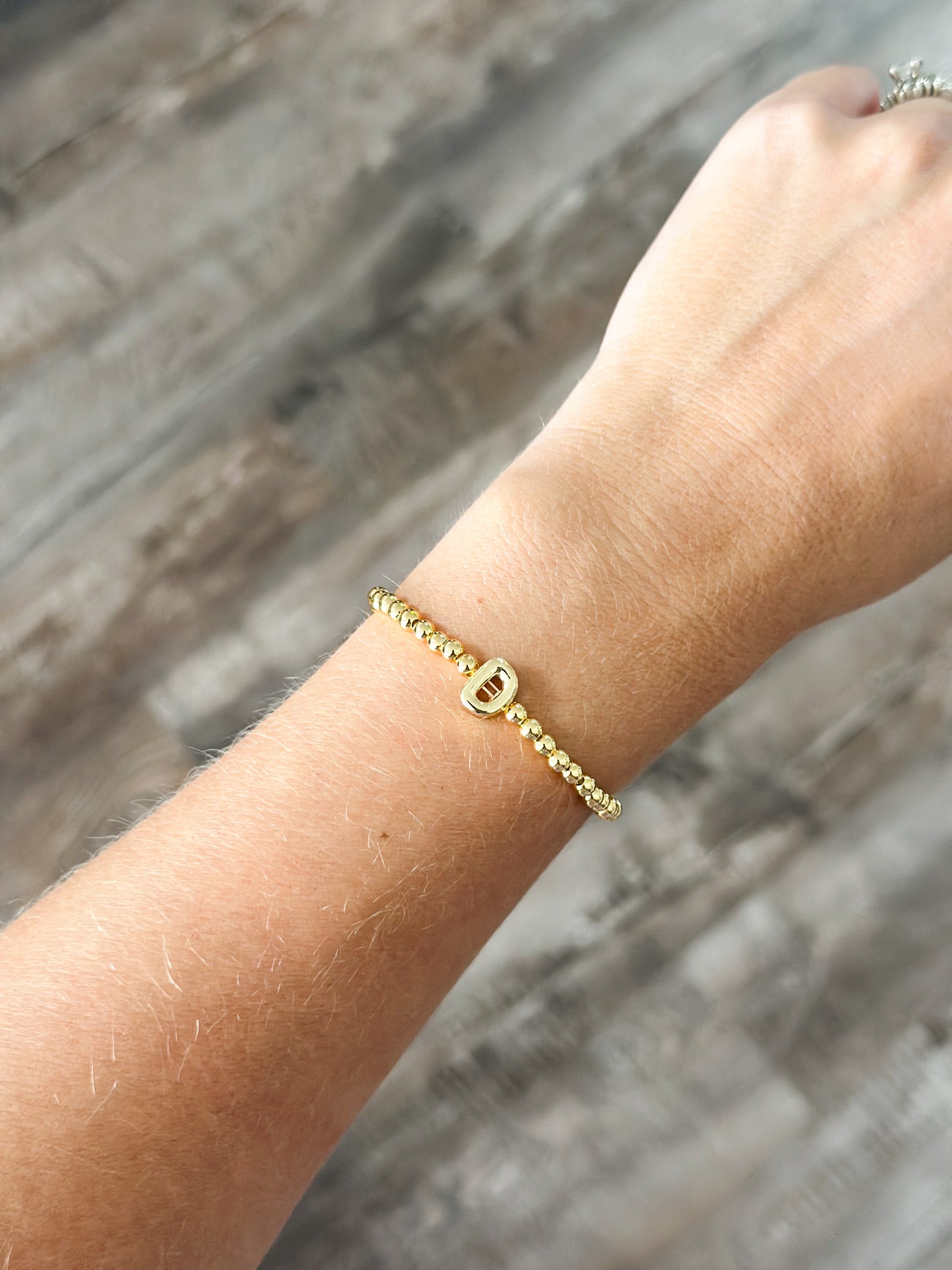 Initial Bubble Stretch Bracelet - D