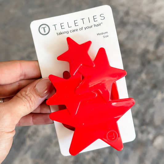 Red Shooting Star Flat Clip - Medium