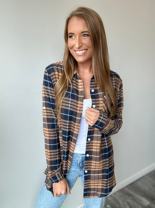 Irene Button Down Plaid Top