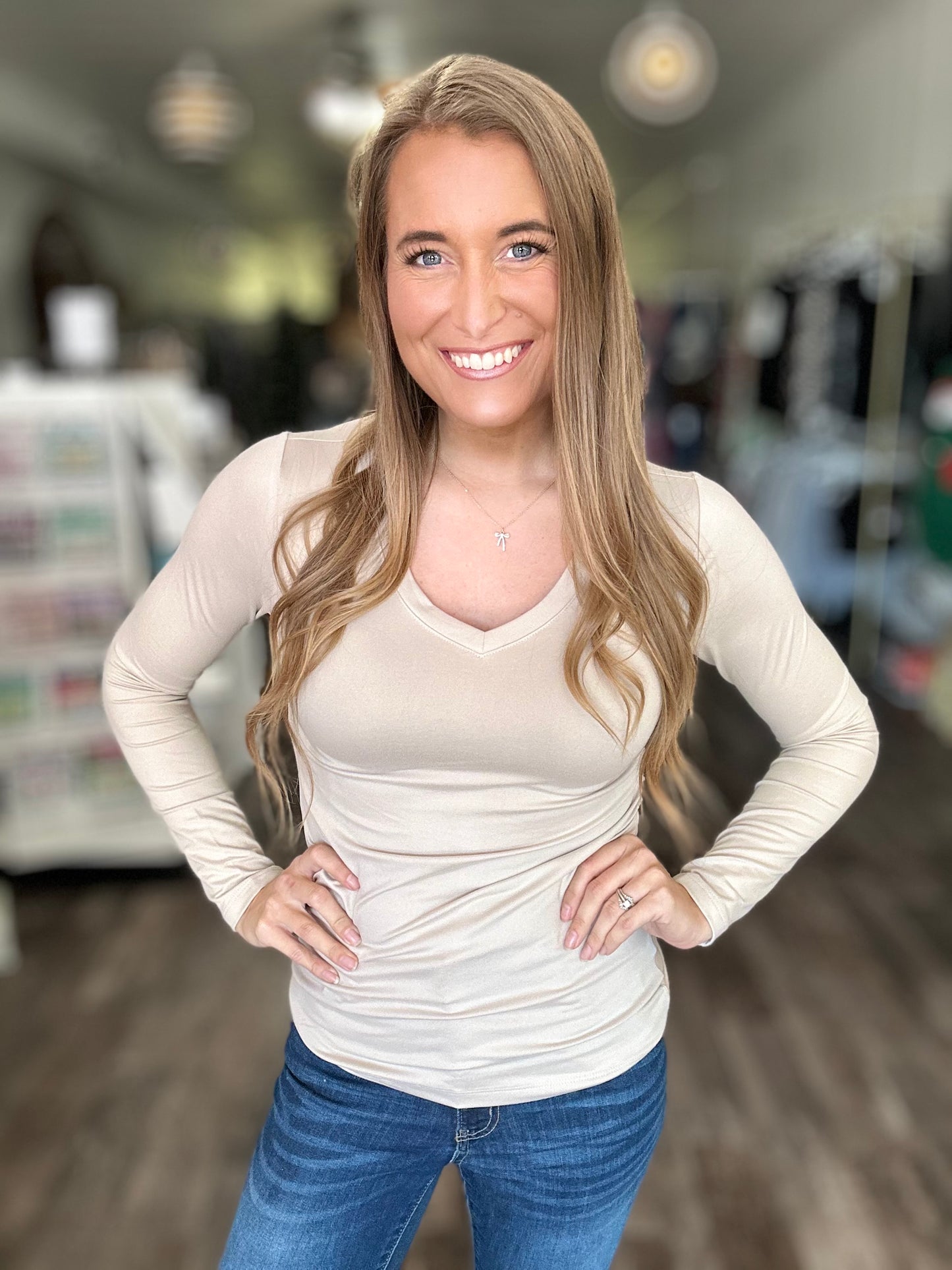 Keep It Chill Long Sleeve V-Neck (Sand)