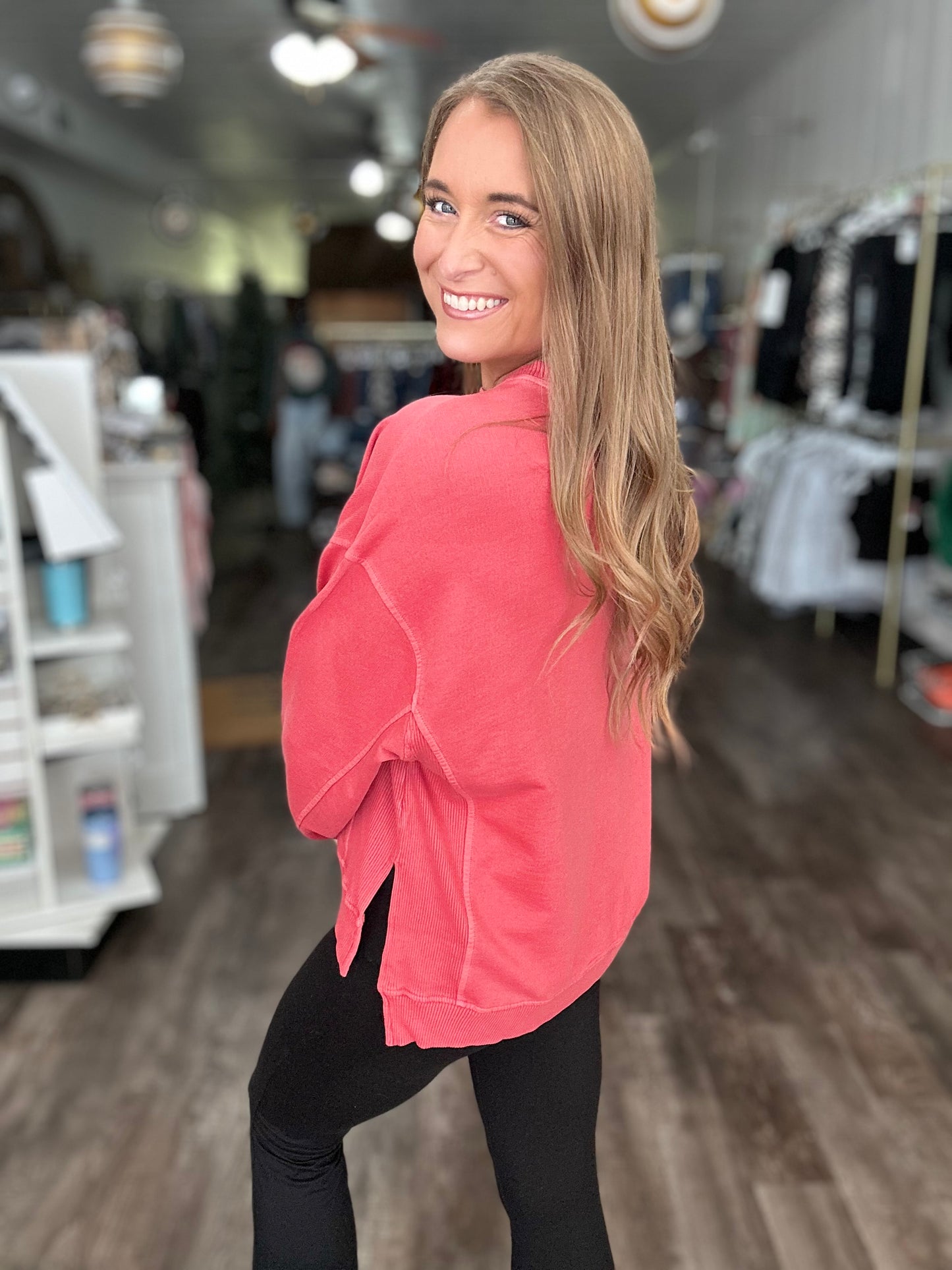 Doing It All Cozy Pullover - Muted Ruby