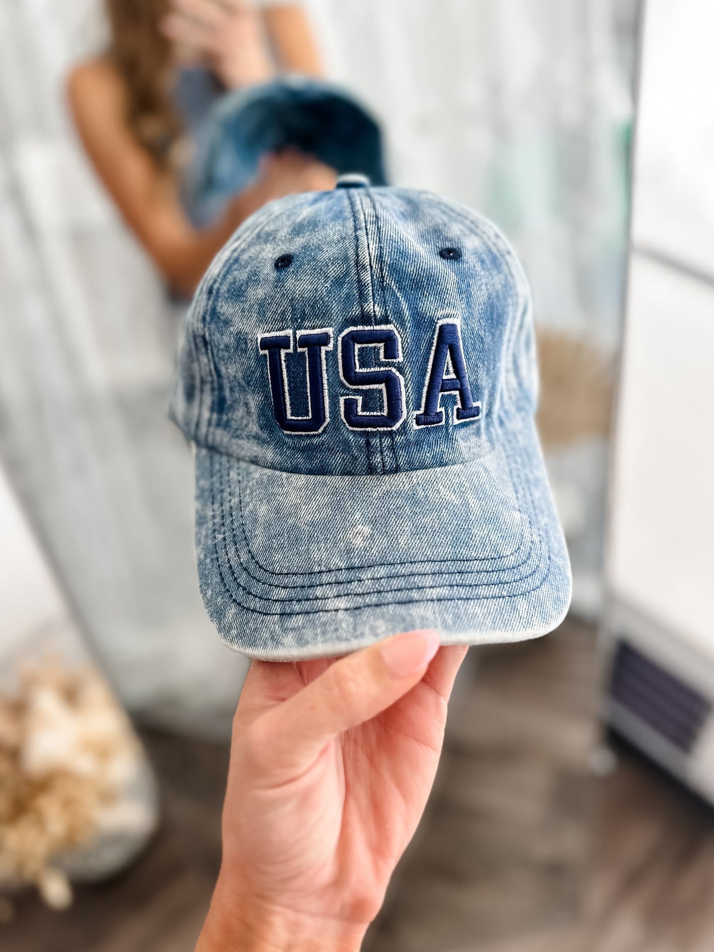 USA Embroidered Denim Hat