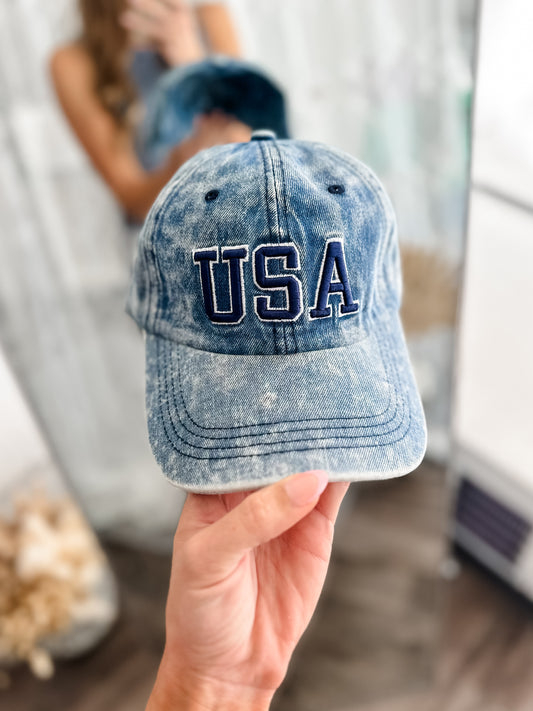 USA Embroidered Denim Hat