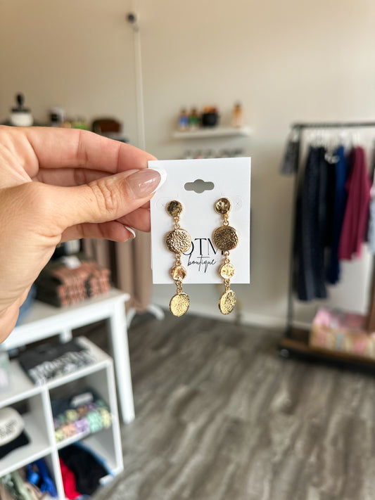 Hammered Disc Link Chain Earrings