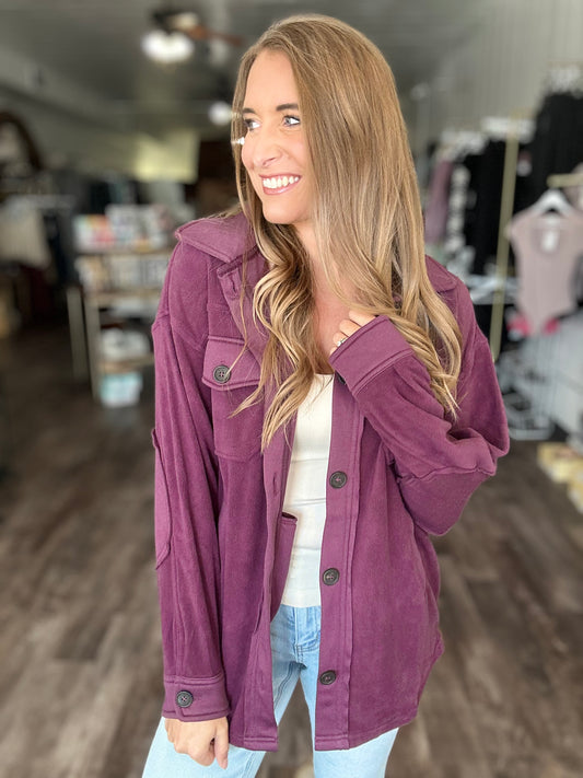 Sweet Love Fleece Shacket - Deep Purple
