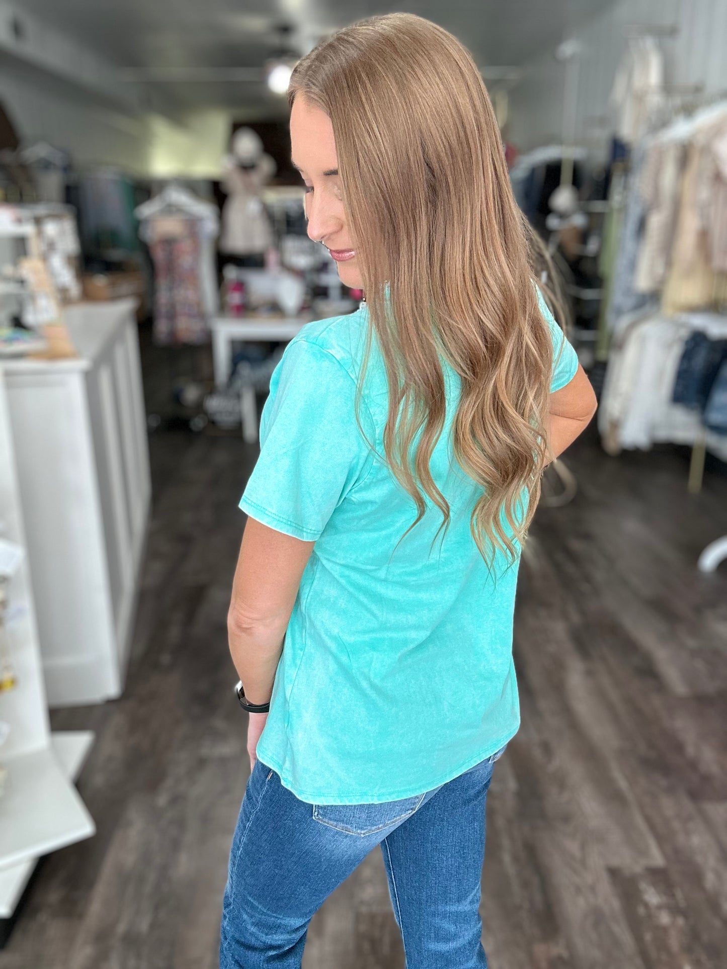 Don’t Stress Oversized Washed Tee (Mint)