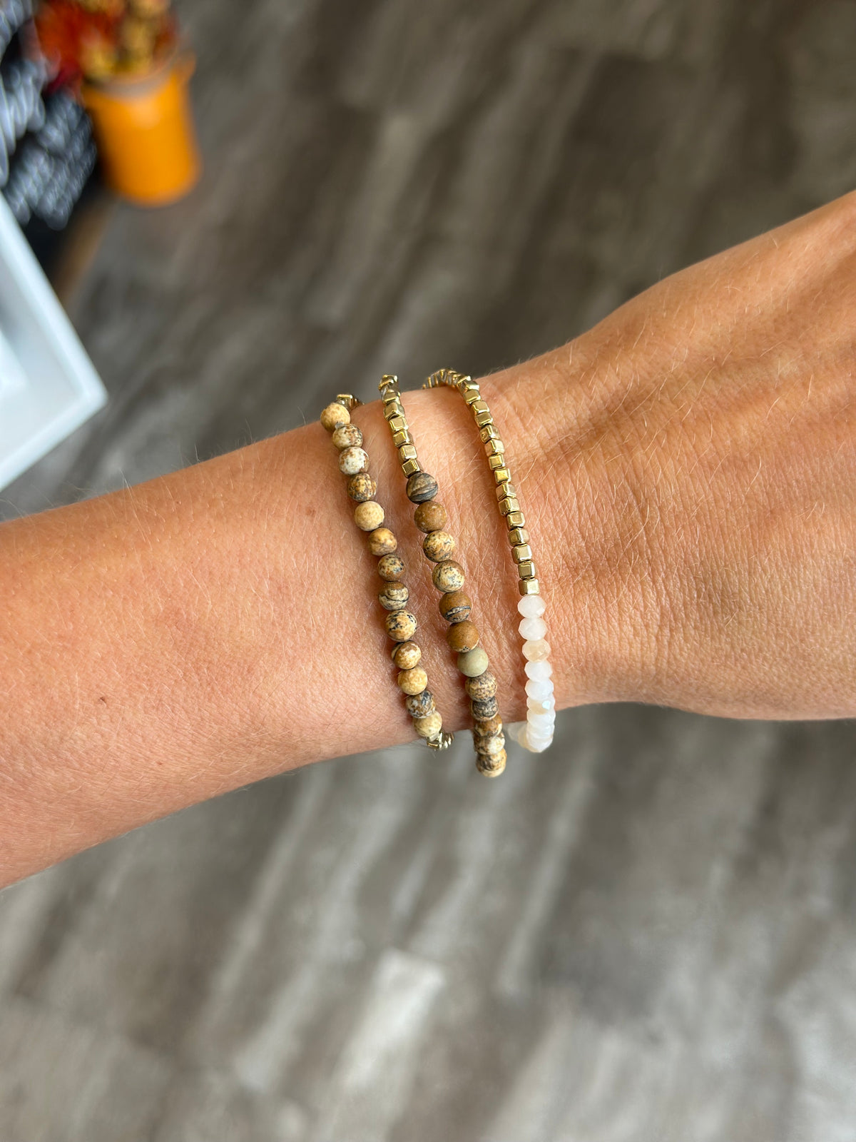 Brown Beaded Stacked Bracelet