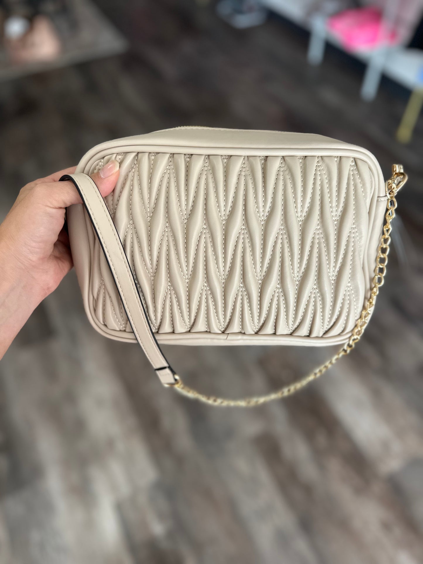 Dana Textured Crossbody - Beige
