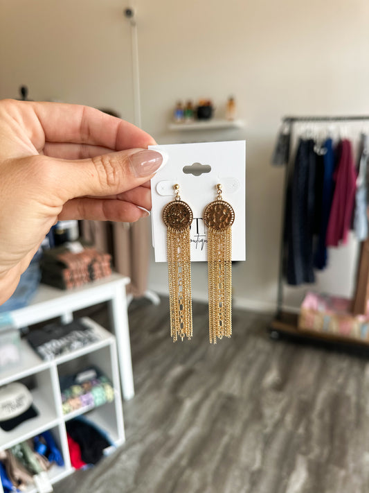 Hammered Disc Fringe Earrings