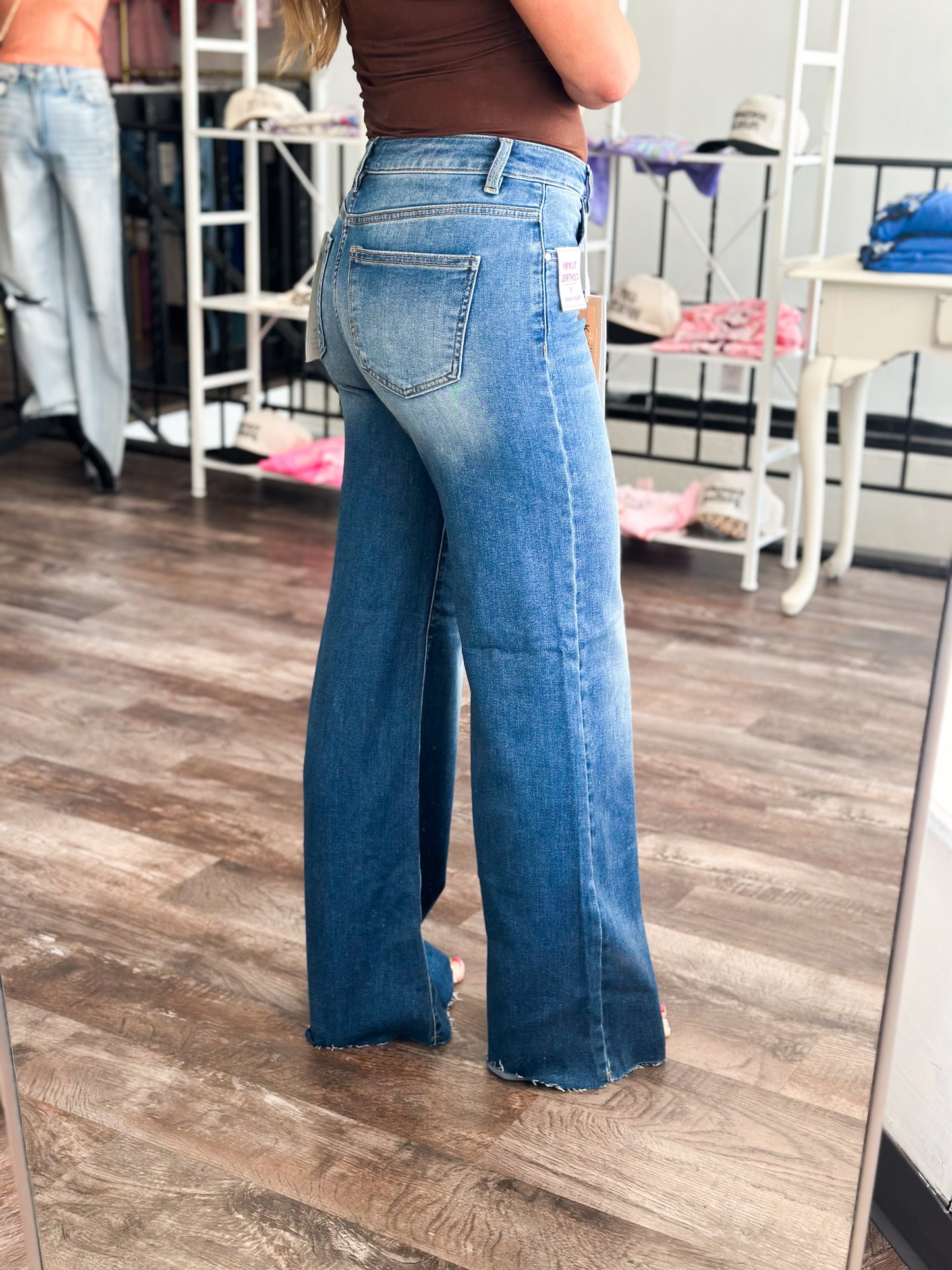 RESTOCK Trina Tummy Control Raw Hem Denim