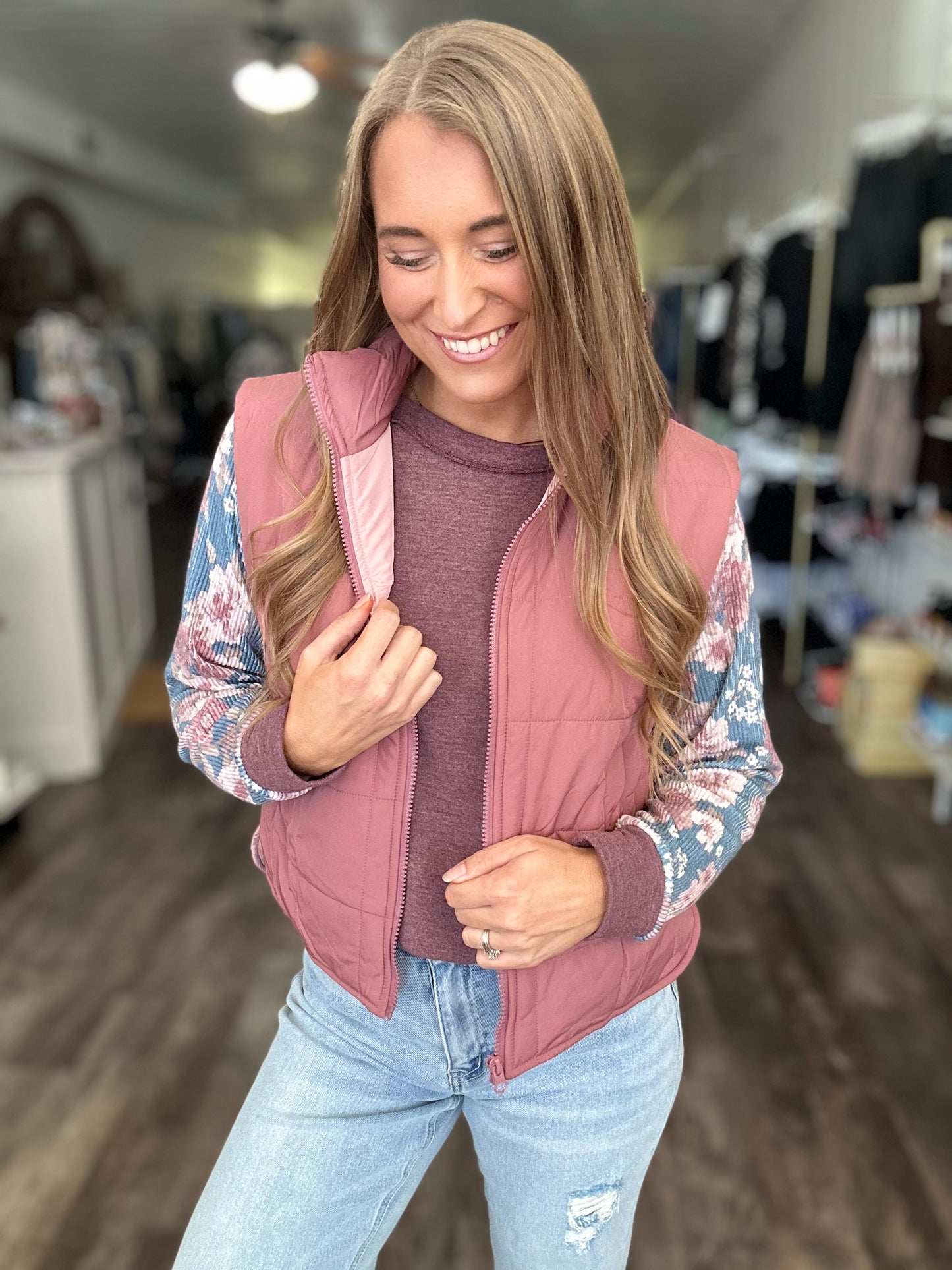 On The Edge Puffer Vest - Mauve