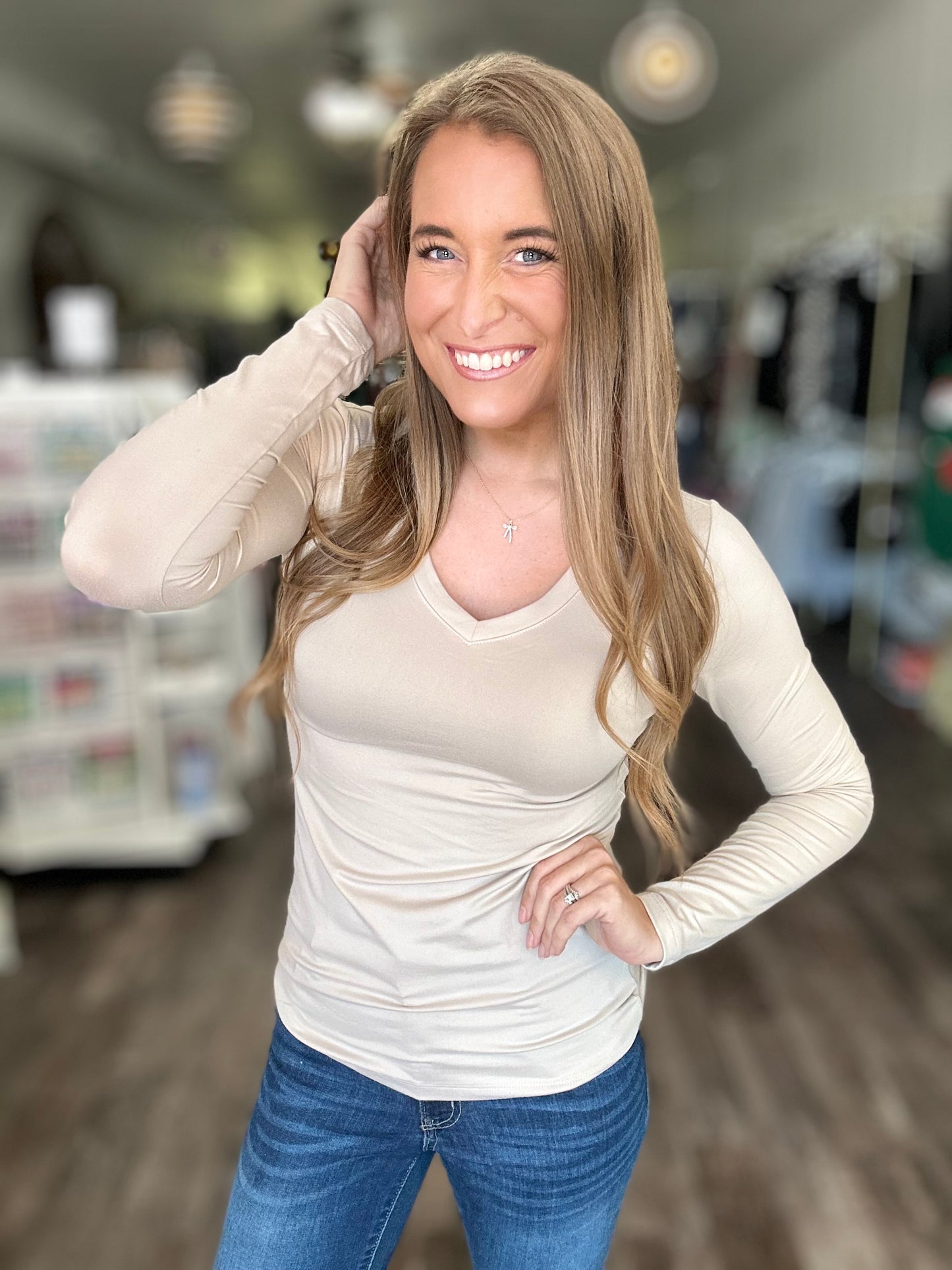 Keep It Chill Long Sleeve V-Neck (Sand)