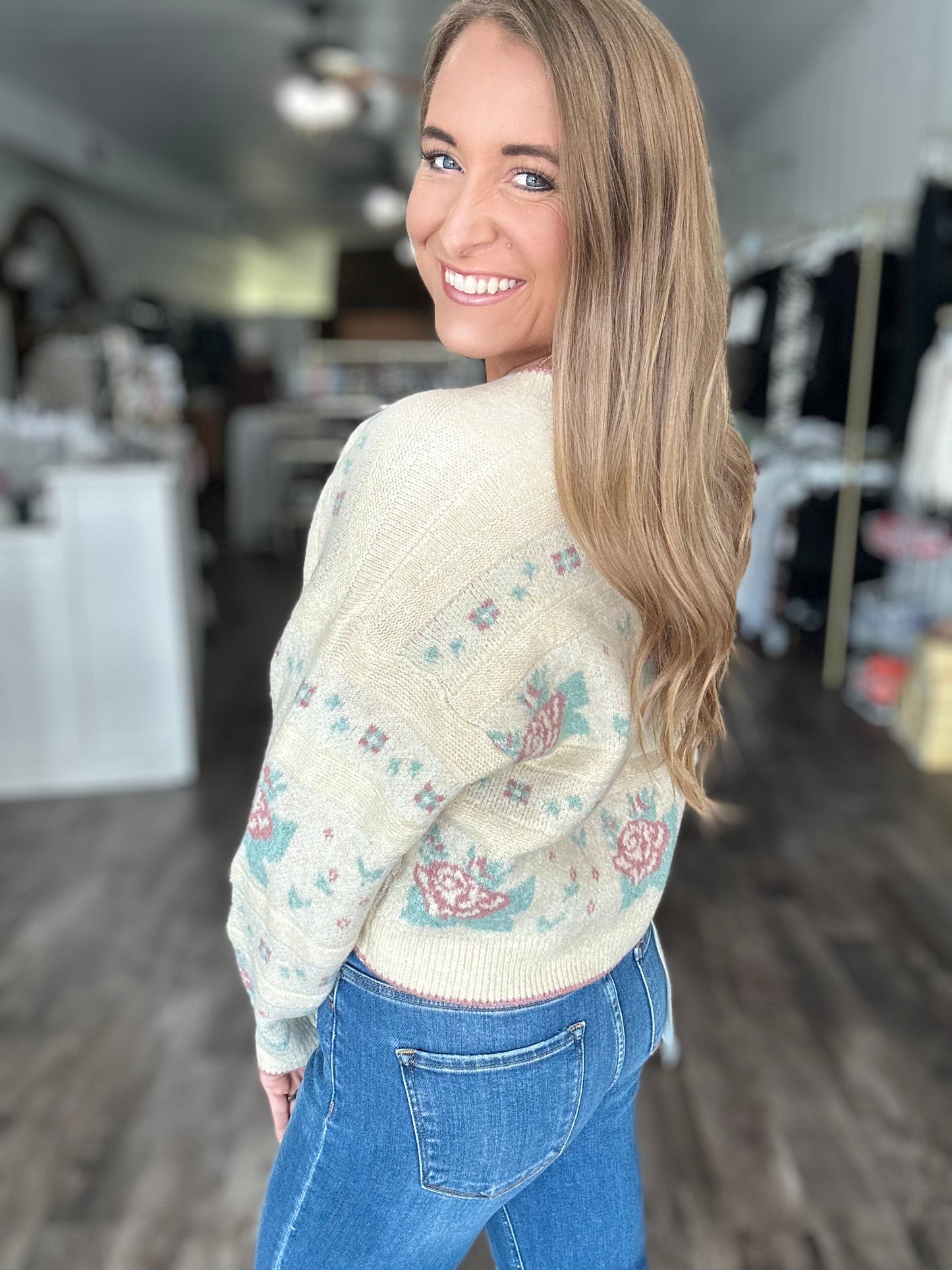 All For Love Cropped Floral Cardigan