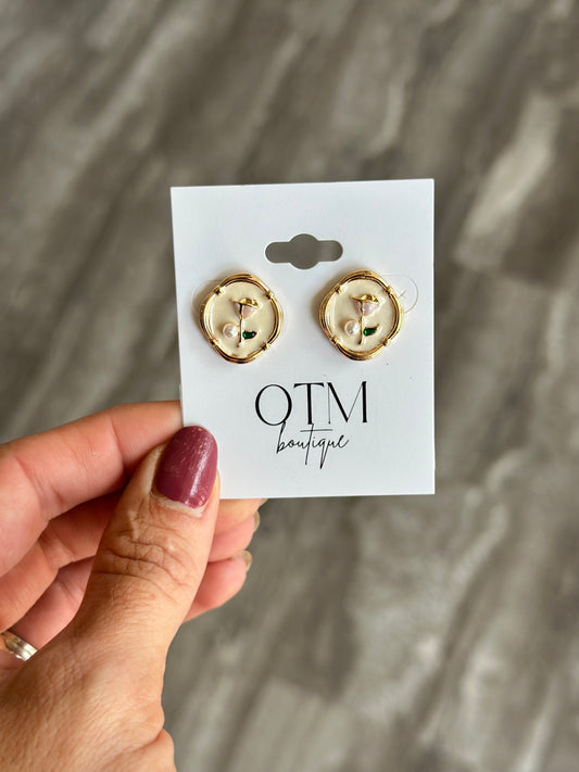 Artistic Floral Oil Painting Earrings