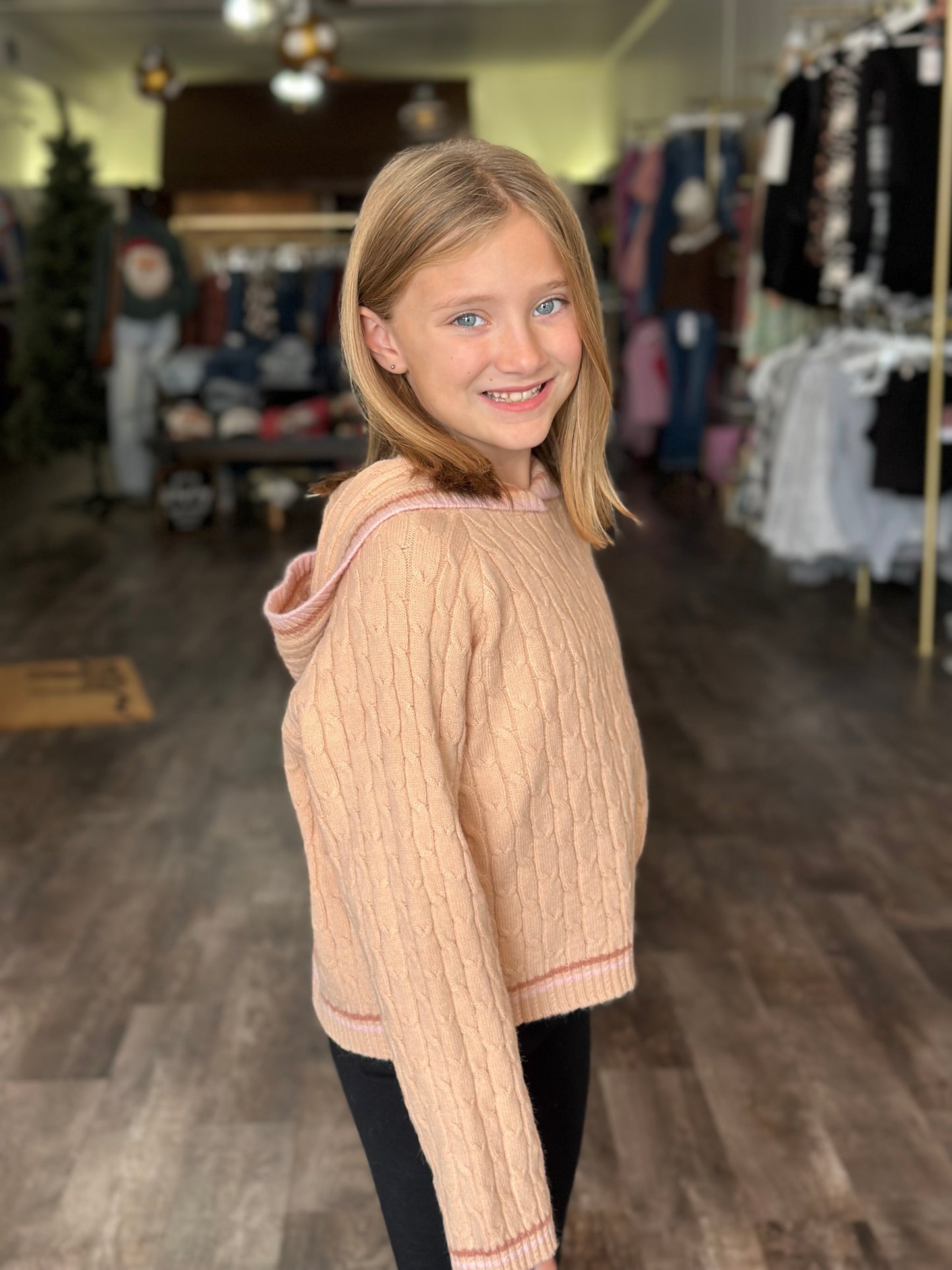 Gracie Cable Knit Hooded Sweater (TWEEN)