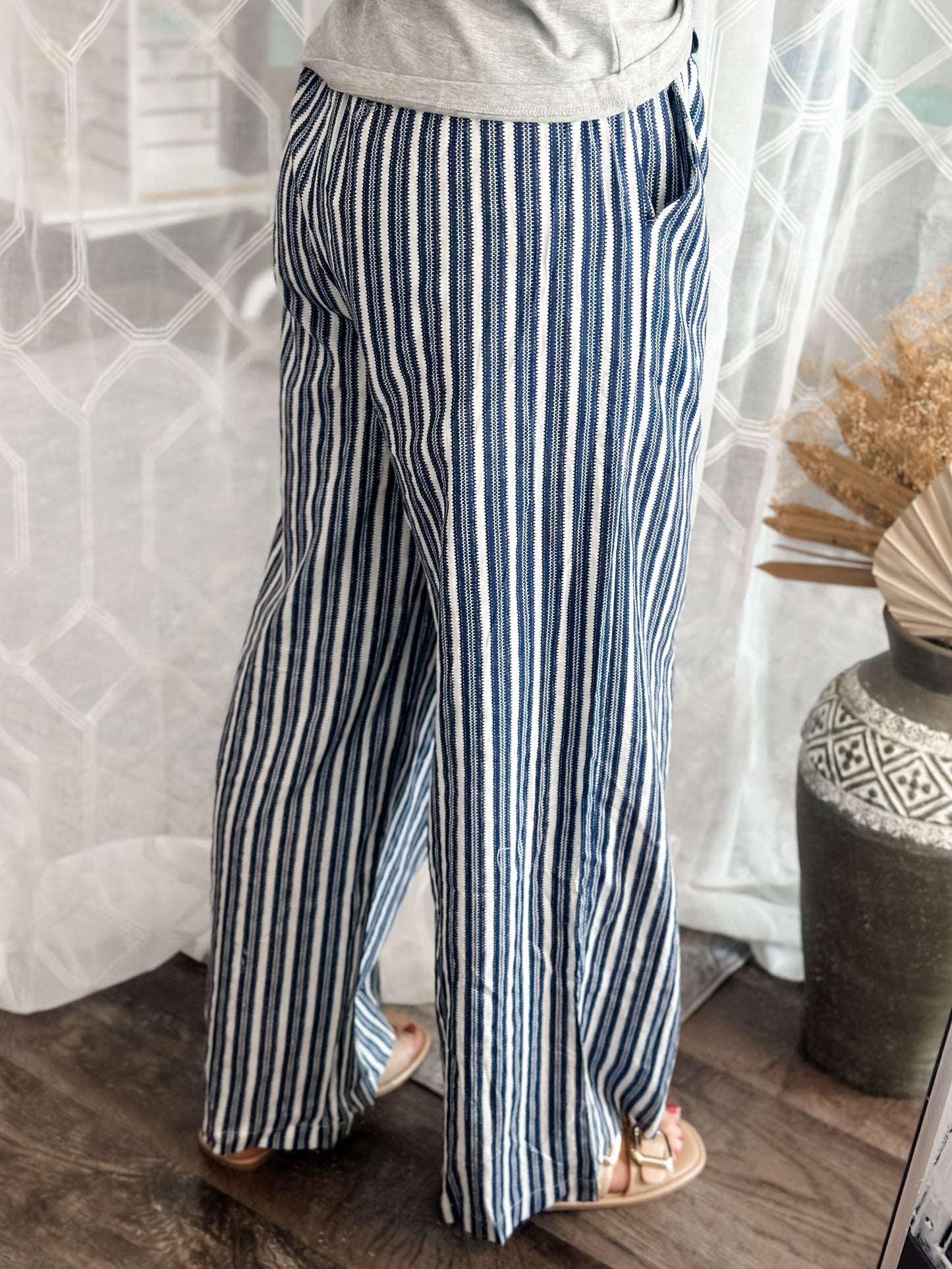 Carry On Striped Linen Style Pants