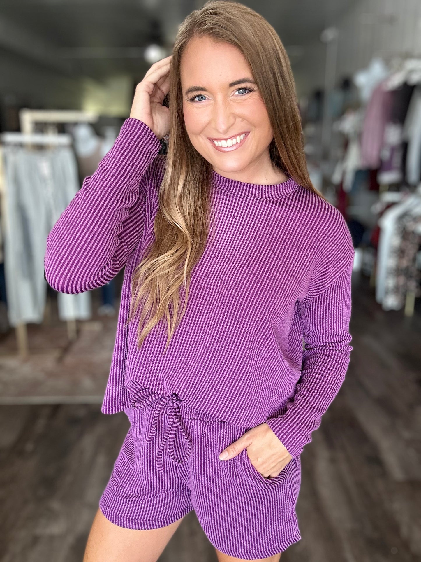 Slow Morning Ribbed Set - Purple