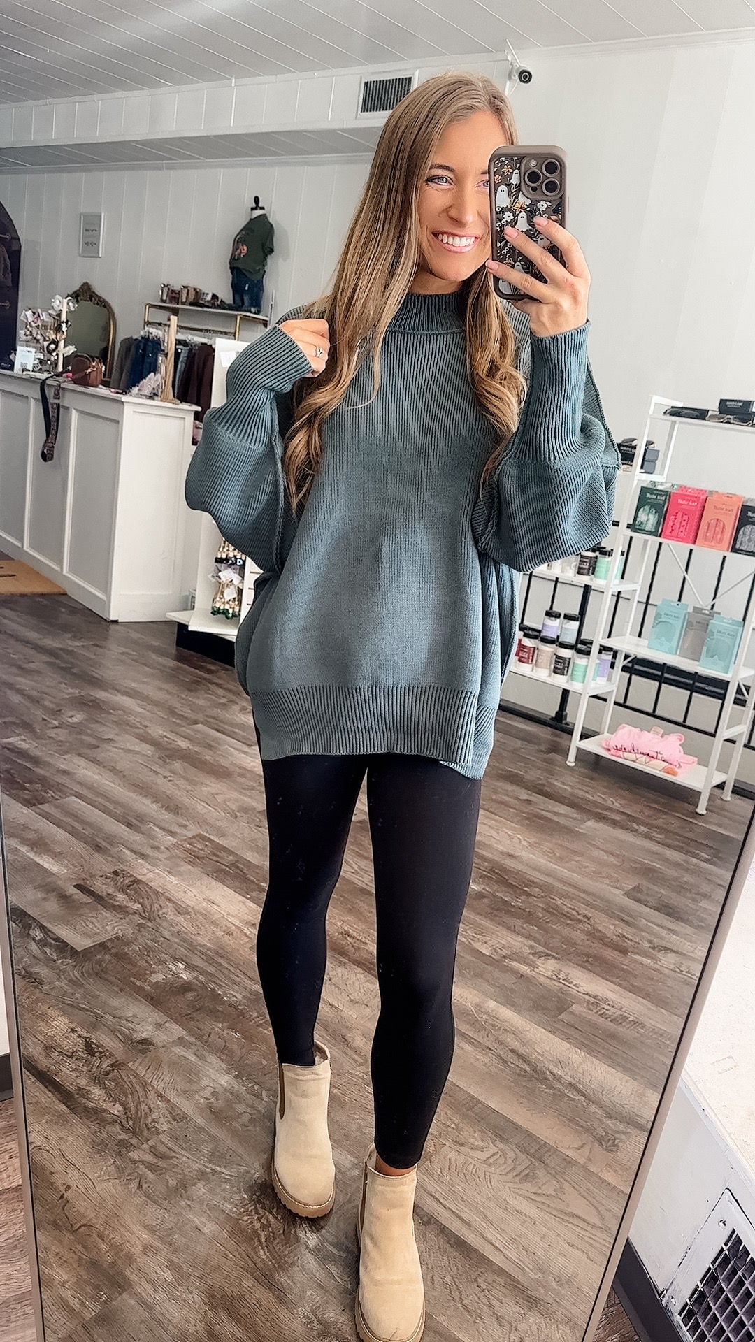 Daydreamer Oversized Mock Neck Sweater - Jade