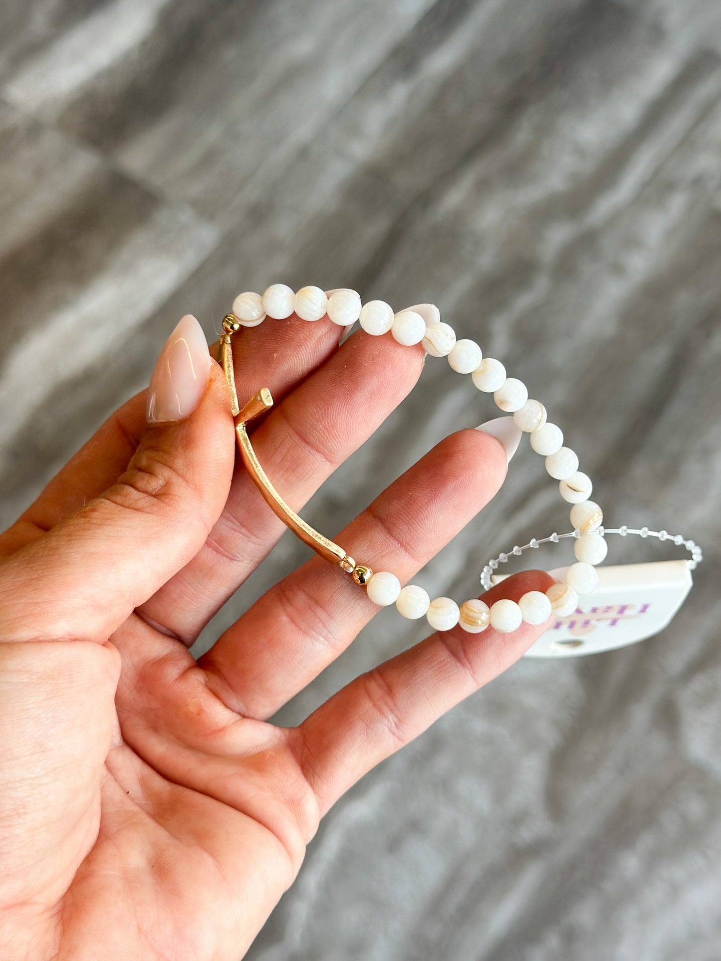 Beaded Cross Bracelet (Natural)