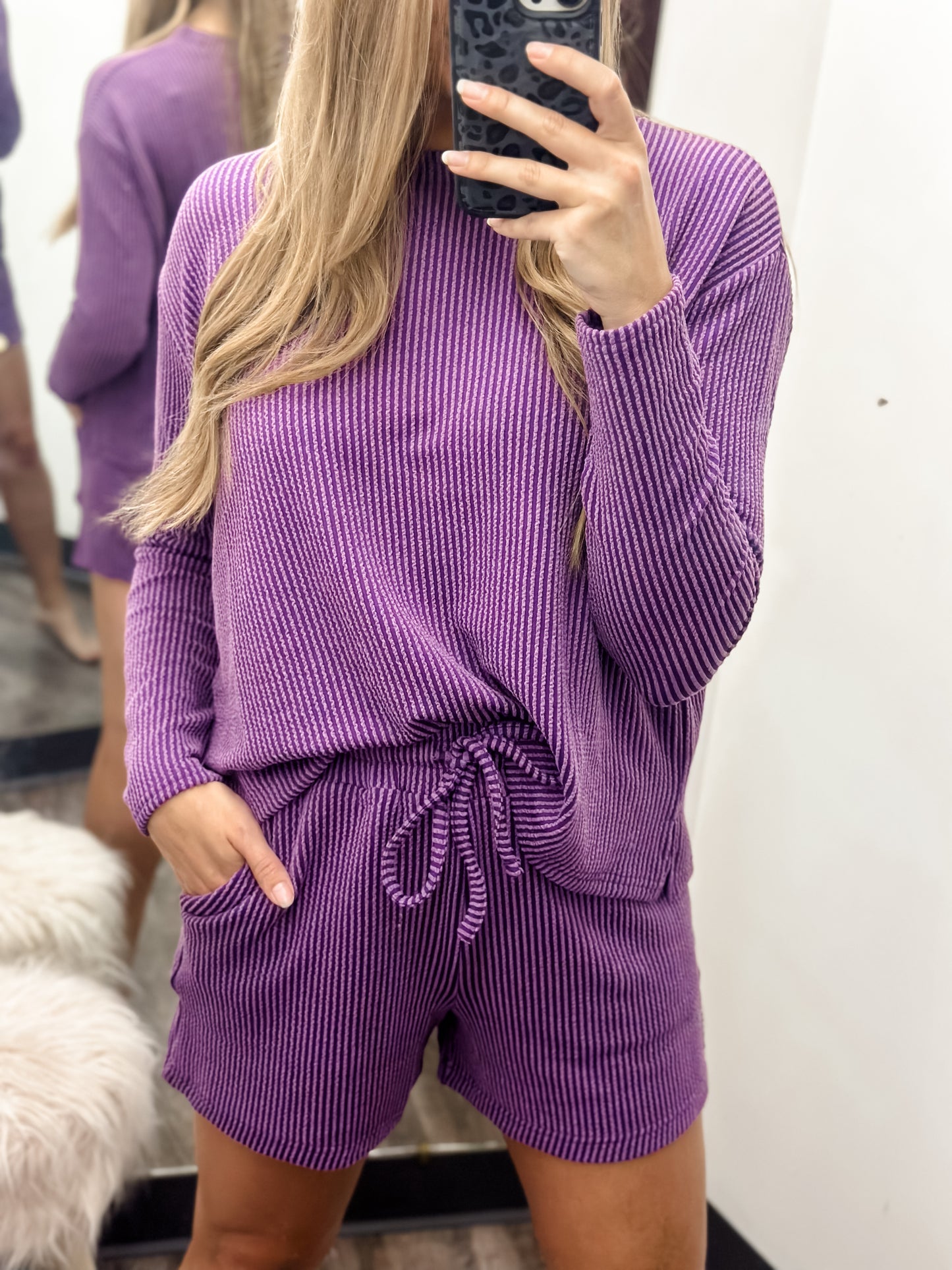 Slow Morning Ribbed Set - Purple