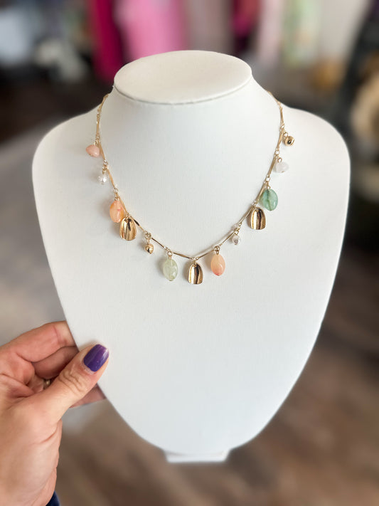 Pastel Mixed Charm Necklace (Gold)