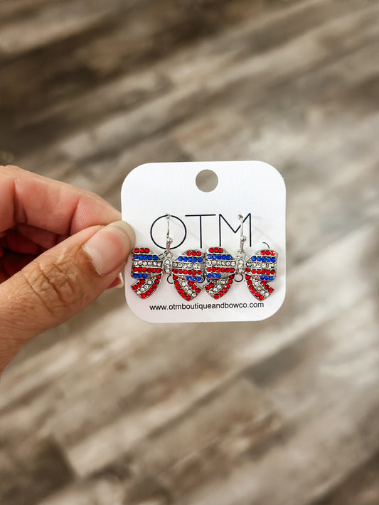 Sparkle Bow RWB Earrings