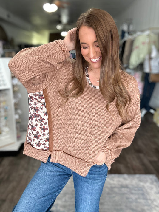 Walking on Main Oversized Top (Brown)