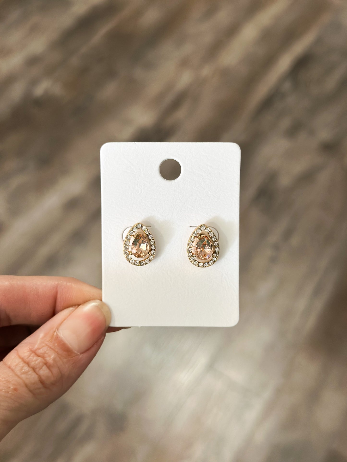 Dazzle Teardrop Stud Earrings (Rose Gold)