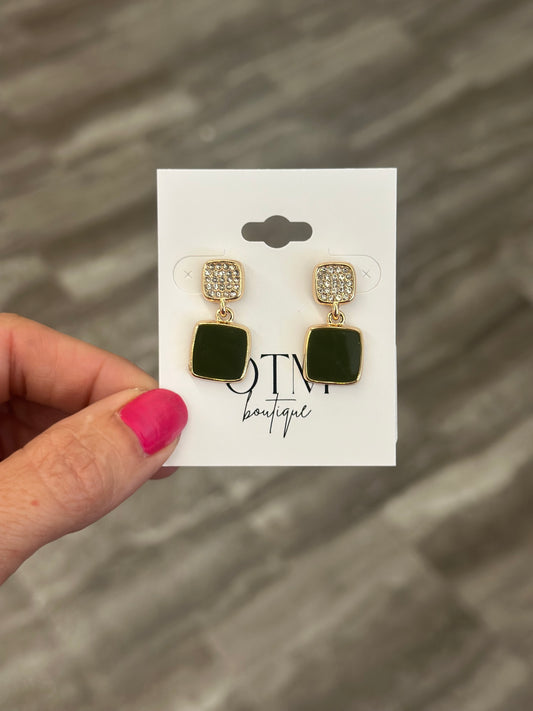 Square Up Dangle Earrings (Olive)