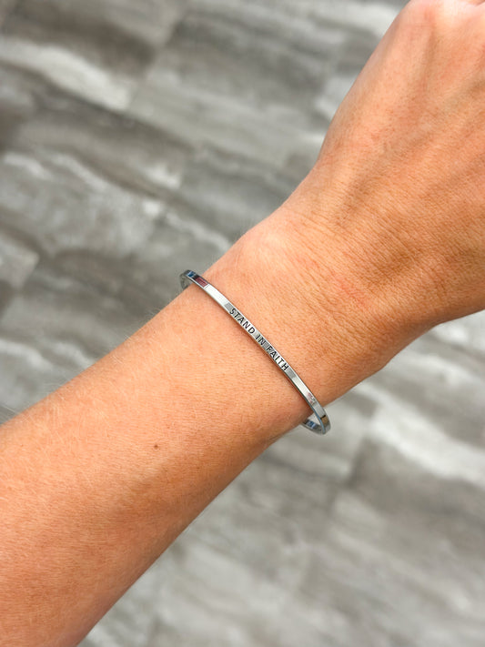 Stand in Faith Bangle Bracelet (Silver)