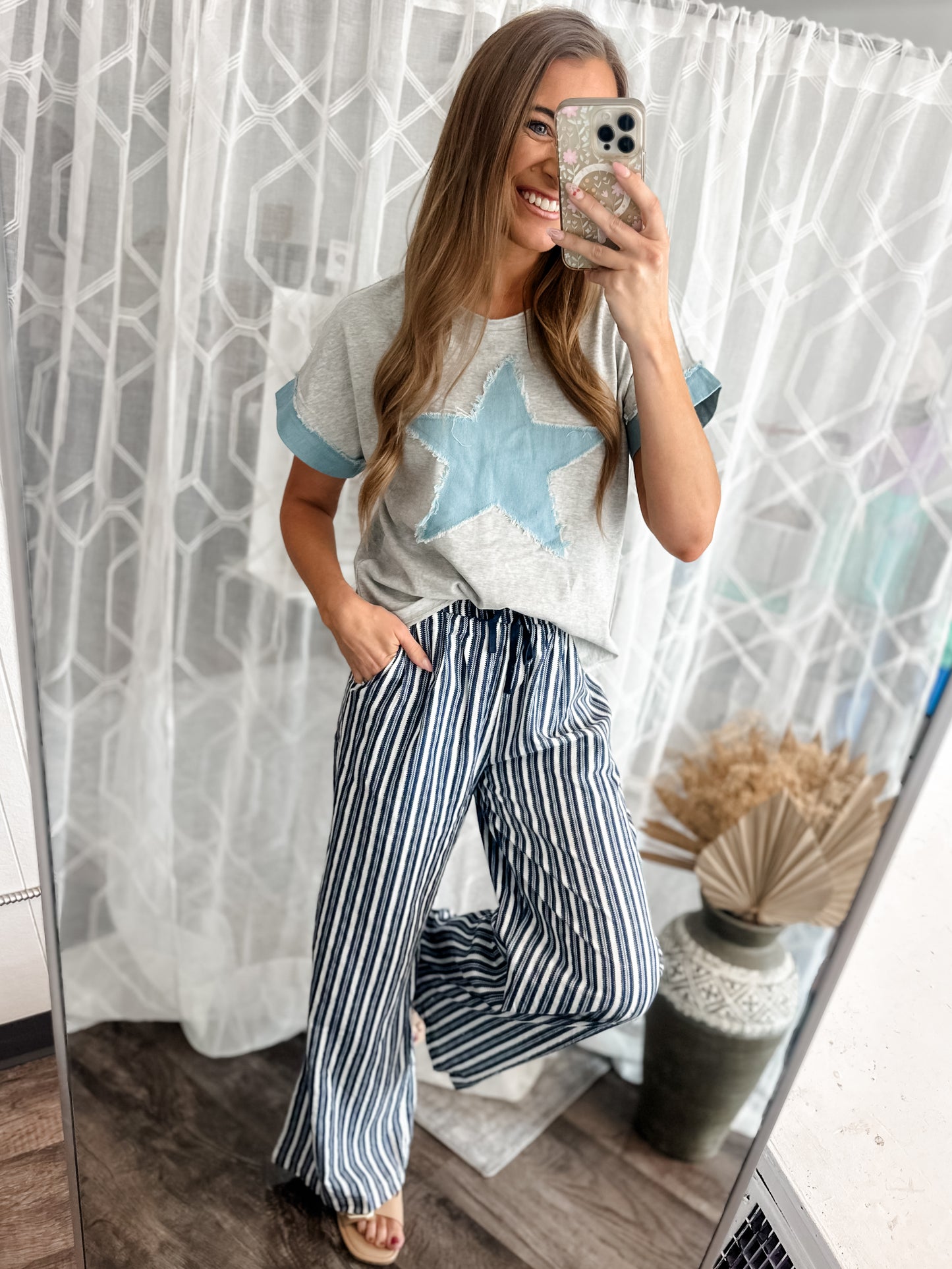 Carry On Striped Linen Style Pants