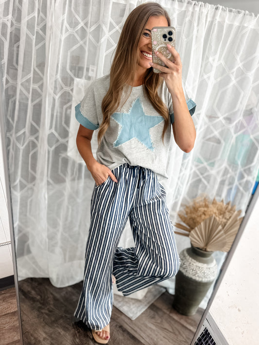 Carry On Striped Linen Style Pants
