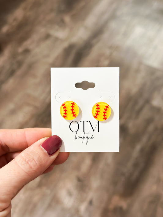 Glitter Resin Softball Studs