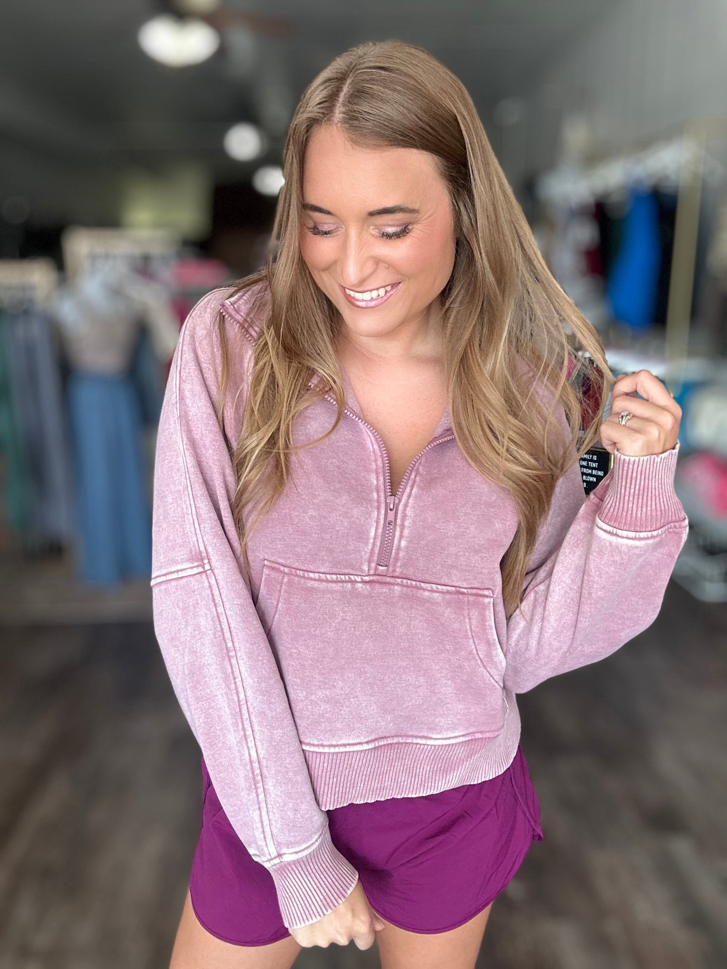 Dreaming of Fall Acid Wash Quarter Zip