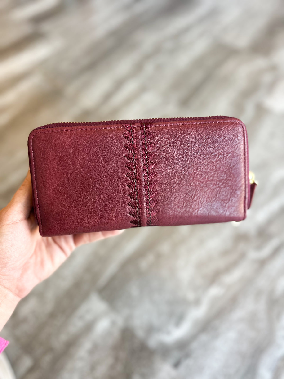 Sherrie Double Zipper Wallet (Wine)