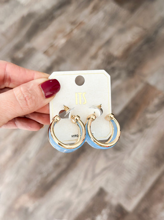 Modern Wide Hoop Earrings (Blue)