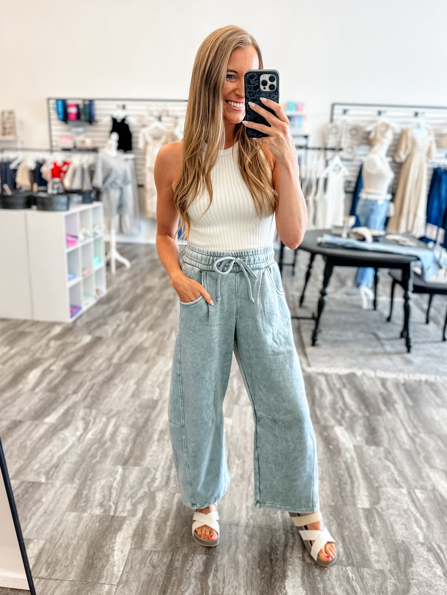 By The Campfire Barrel Joggers (Washed Jade)