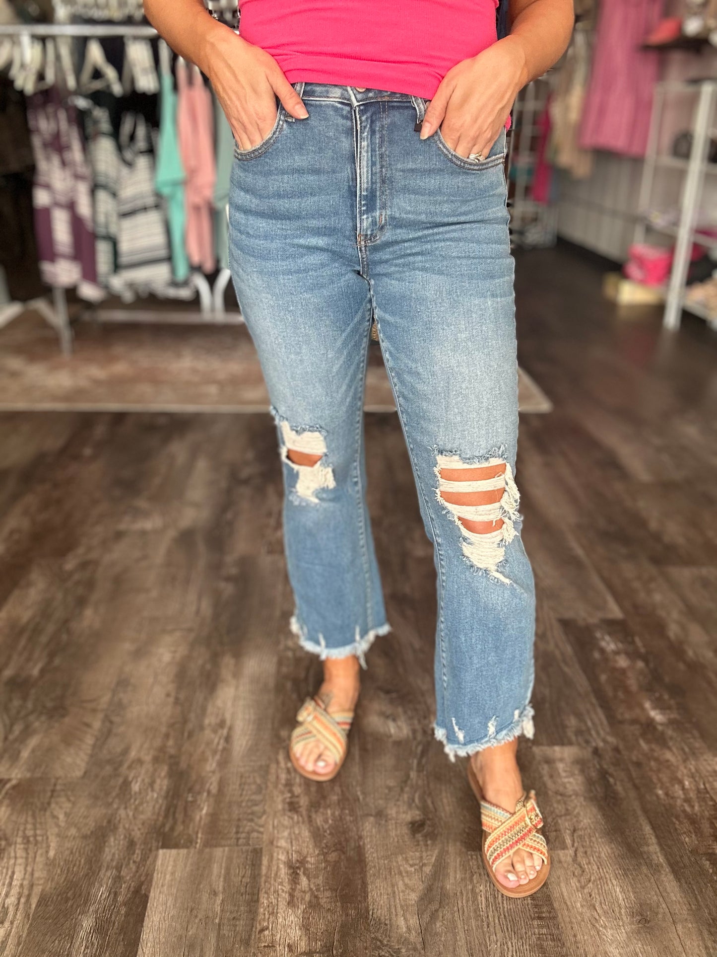 Jenna Distressed Cropped Denim