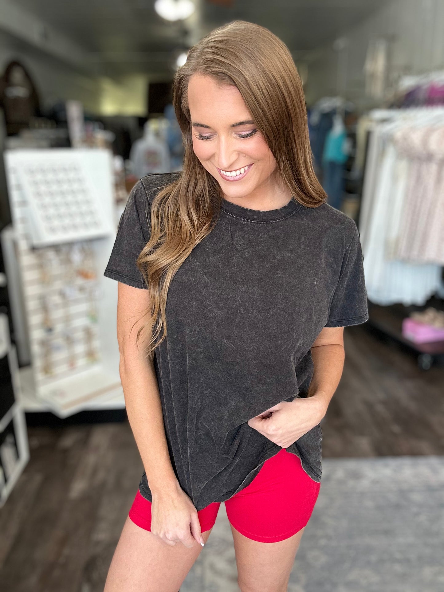 Don’t Stress Oversized Washed Tee (Ash Black)